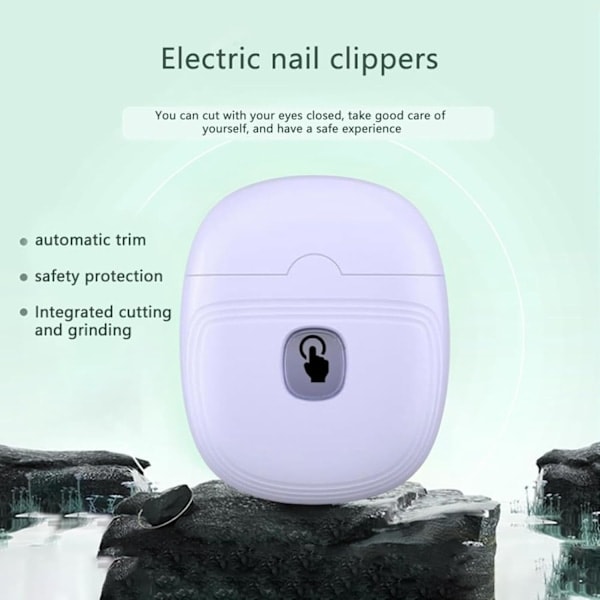 Elektrisk nagelklippare - Automatisk nagelsax med 2 hastigheter, sladdlös uppladdningsbar, med LED-ljus