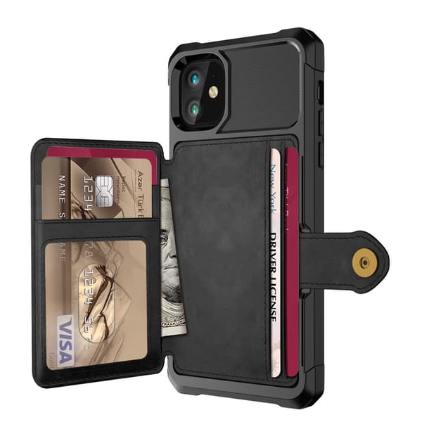iPhone 12 / 12 Pro - Etui med magnetisk pung - Sort Black Svart