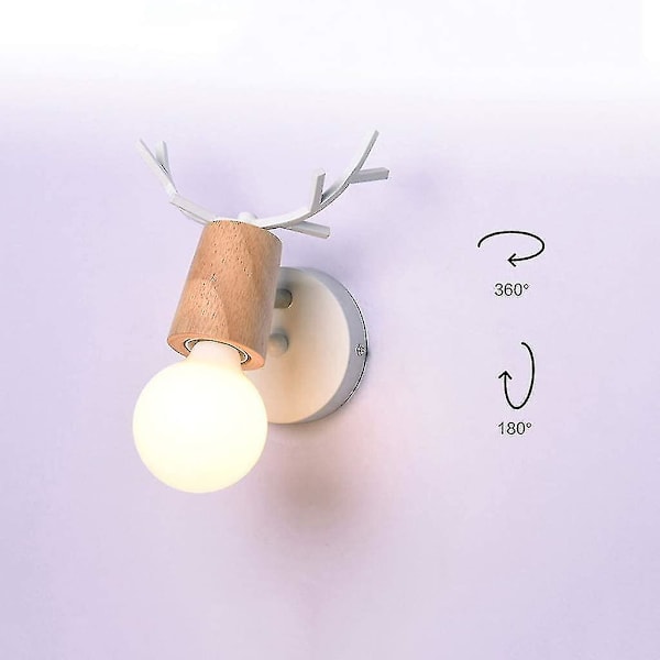Antik Horn Logg Vägglampa Modern Minimalistisk Personlighet Smidesjärn Led Restaurang Bar Korridor Gång Vägglampa (1 st Vit)