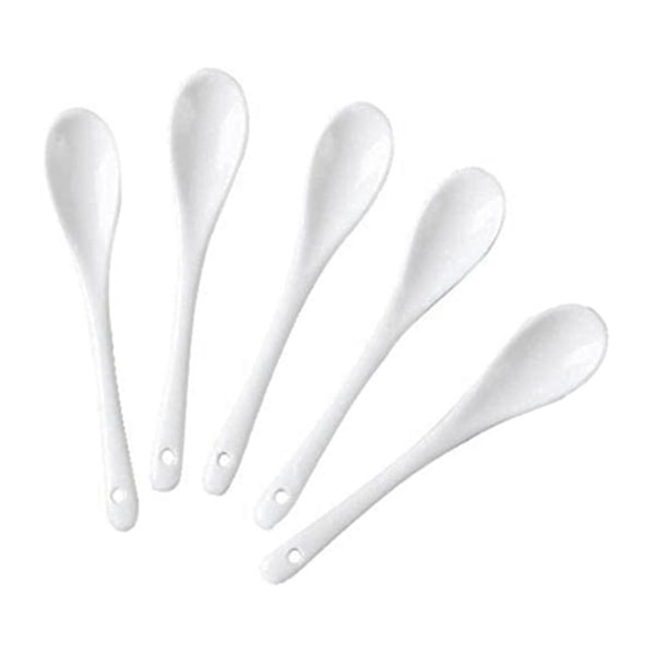 10pcs Porcelain Egg Spoons Ceramic Spoons Spoon Dessert Spoon Mocha Dip Serving Spoon-