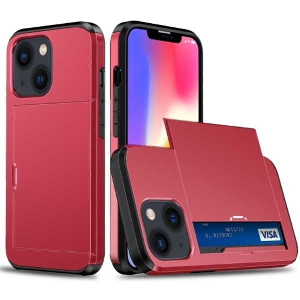 iPhone 14 Plus Kuori Korttitaskulla Punainen