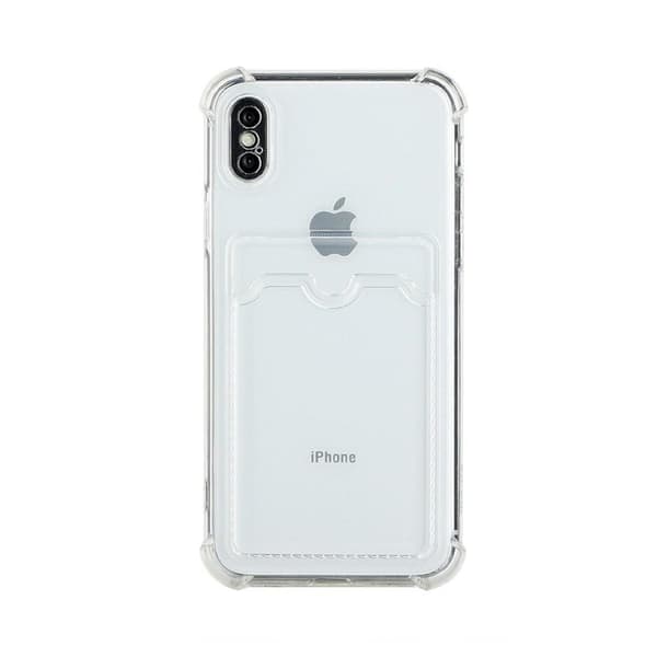 iPhone X/XS Iskunkestävä Kuori Korttipidikkeellä - Läpinäkyvä Transparent transparent