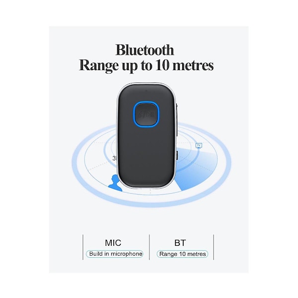 Bluetooth 5.0 Audio Sender og Mottaker 2 i 1 3.5mm Audio Aux Adapter for Bil TV Hodetelefoner Høytaler