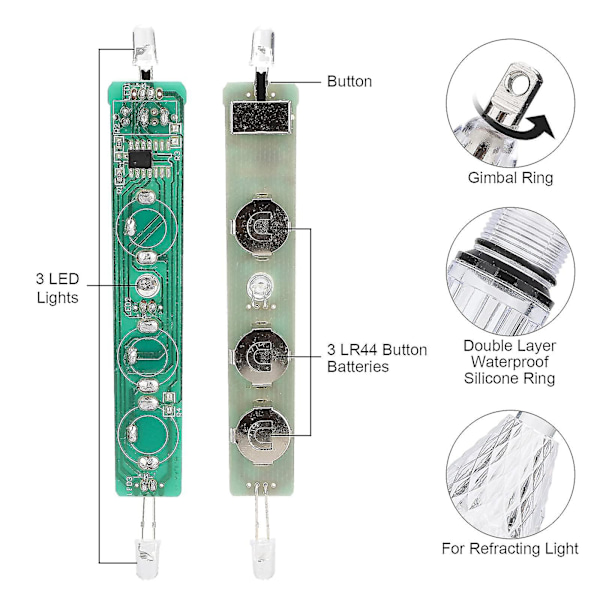 6 stk dypvanns LED-lys, undervanns LED-fiske lys, vanntett agn lokke lampe, fiskeverktøy for S