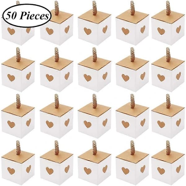 50 st Kraftpapper Godisbox, Presentbox i Papper, Hjärtformade Presentaskar, 5,5 x 5,5 x 5,5 cm Vikbar Presentask i Kraftpapper[co]