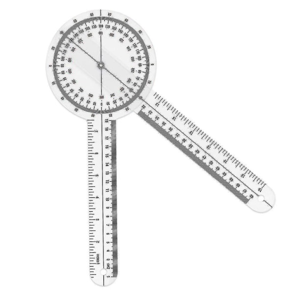12 tums goniometer, transparent ortopedisk vinkel linjal plast goniometer 360 graders ryggradsgoniometer för kroppsmätning