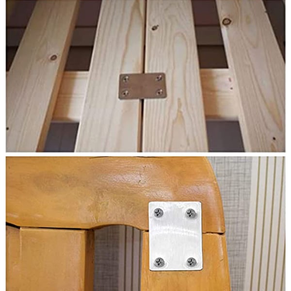 Fixering av platta raka plattor, platta kontakter i rostfritt stål, platt vinkel i rostfritt stål för reparation av trä, möbler och gör-det-själv-projekt (60