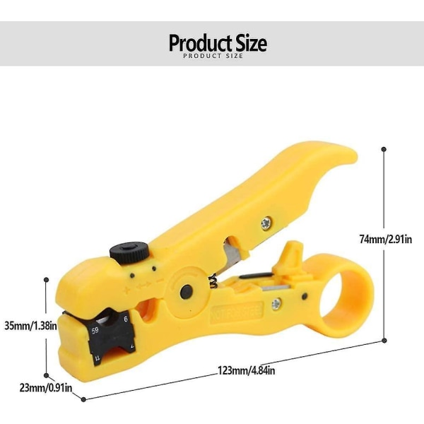 Universal kabelstripper, avstrippingsverktøy, kabelstripper kutterverktøy, koaksial Rg 59/6/7/11 Cat5/6 Utp