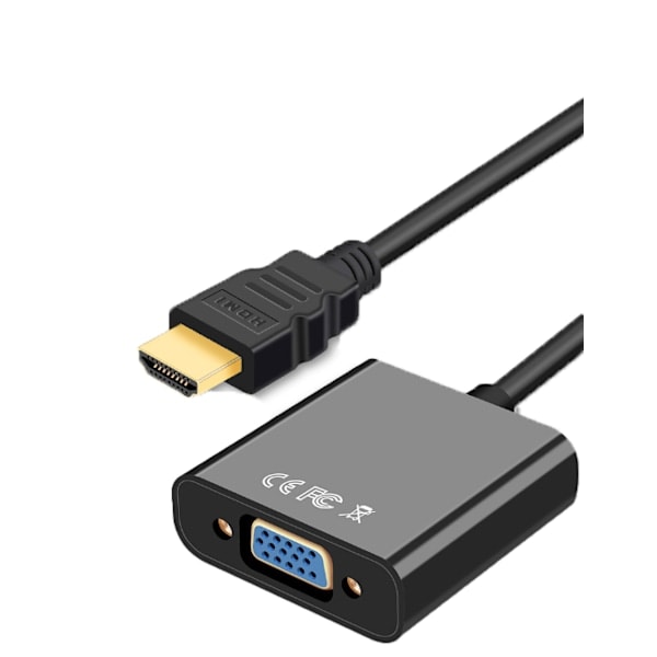 HDMI til VGA HD Adapterkabel med Lyd- og Videostrømomformer Egnet til Computer, Stationær, Laptop, PC