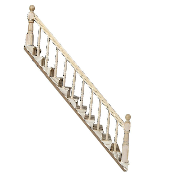 1:12 DIY Dukkehus Miniature Tilbehør Højre Trappe Gelænder Træ Møbler Legetøj Gave C Kompatibel Med Børn