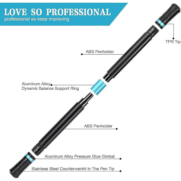 2 st Spinning Pen, halkfria Spinning Pen, professionell Spinning Pen (utan pennpåfyllning)