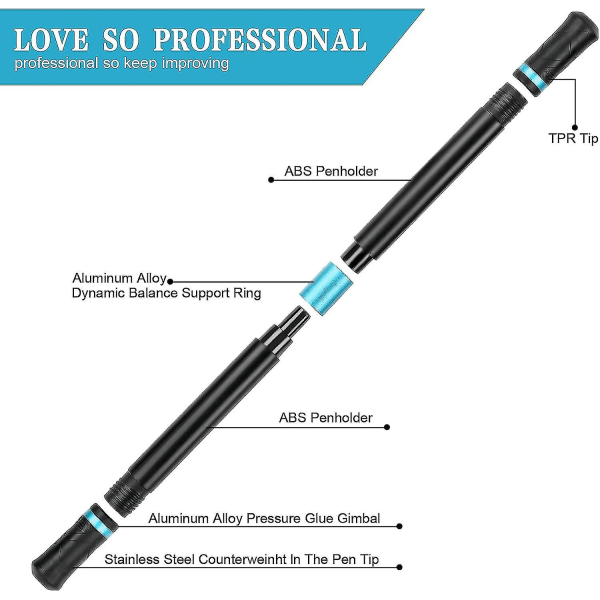 2 stk. Spinningskuglepenne, skridsikre spinningskuglepenne, professionelle spinningskuglepenne (uden pennepatron)