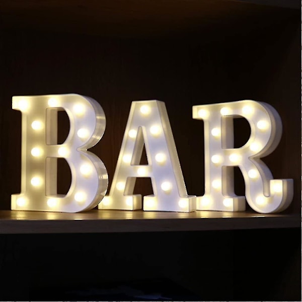 Regenboghorn Alphabet Bar Led Lys Bokstav Dekorativ Lampe Lys Led Bokstav Hvit Solid Bokstaver For Fest Bryllup Dekorasjon Lys (bar)