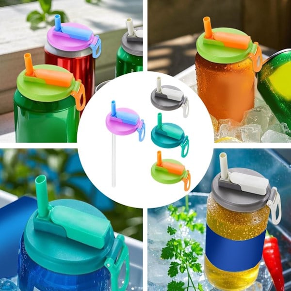4 Pcs Can Lids with Straw, Silicone Drink Can Lids, Can Lids with Straw for Soda and Cola