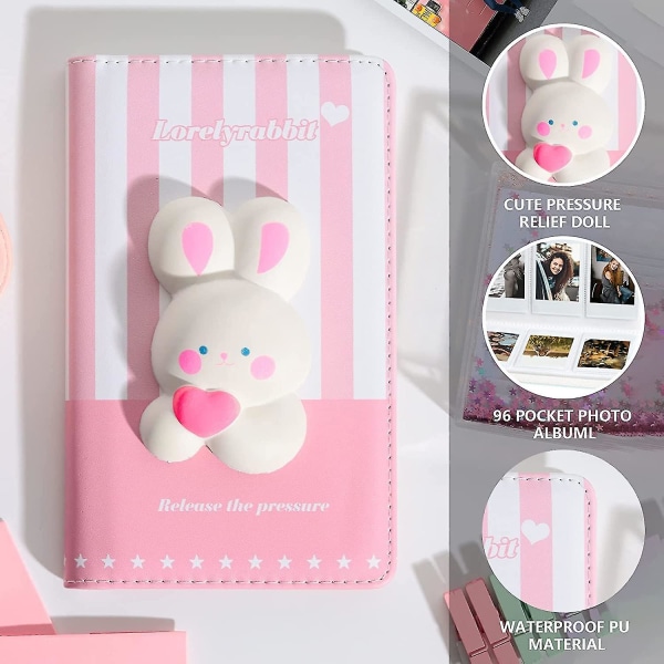 96 Pockets Photo Album (pink Rabbit)