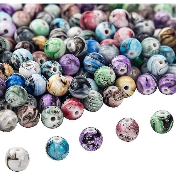 500 stk håndverksperler for smykkefremstilling, for armbåndfremstilling, romperler i blekkmønstre (8 mm)