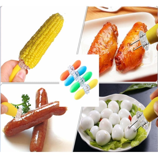 4 stk rustfrie stål majsholdere - Majsholdere til grill Twin Prong Sweetcorn Holdere Hjemmelavet madgaffel