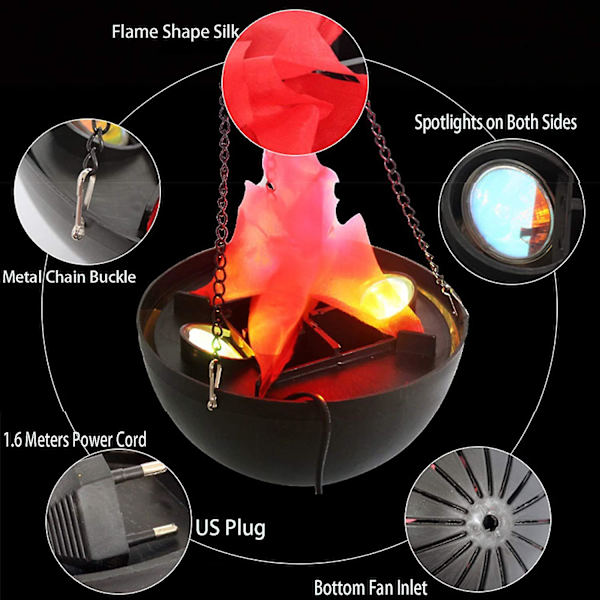 LED Falsk Flamme Lampe Elektrisk Bål Kunstig Flimrende Effekt Lys Fest Halloween dekoration, 1 stk