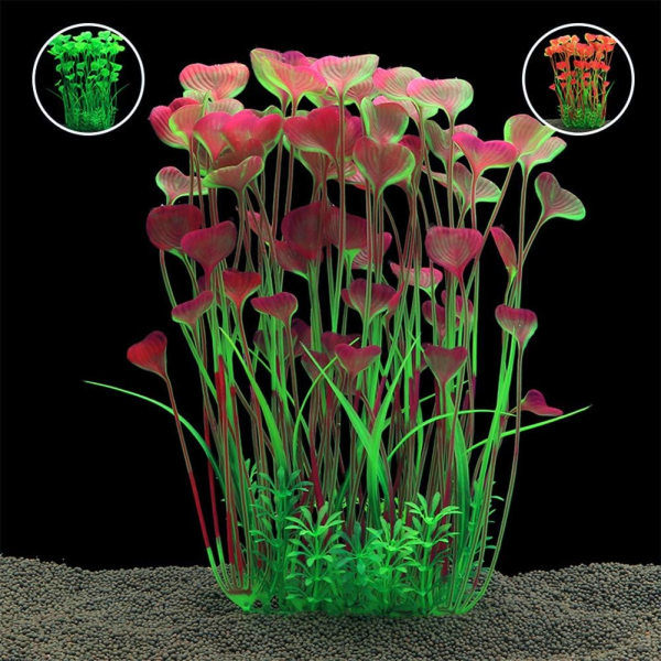 Store akvarieplanter kunstige plastik fisketank planter dekoration pynt til alle fisk (grøn)