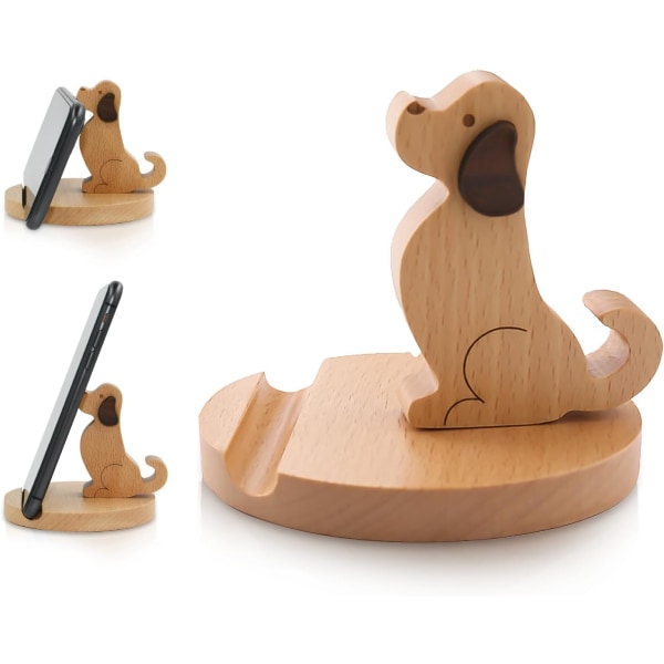 Mobiltelefonstativ i trä för hundtelefonhållare för djurtelefon, bordstelefonstativ för nyhet, skrivbordsdekoration för mobiltelefoner