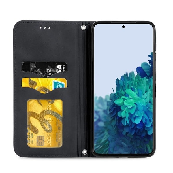 Samsung Galaxy S22 Plus Flip-deksel Retro Lær Svart