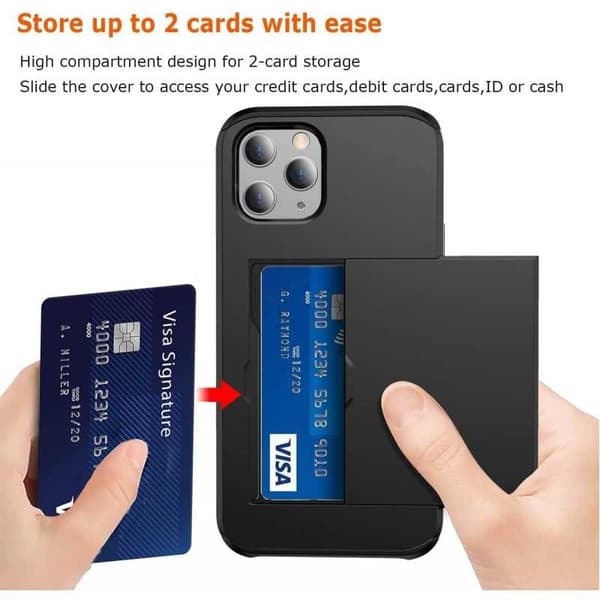 iPhone 12 Mini Shockproof Case with Card Slot Svart black