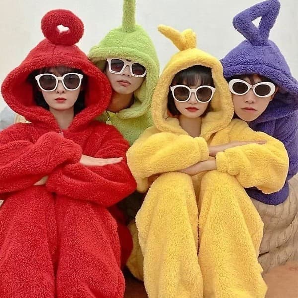 Anime Teletubbies Kostym Vuxen Jul Pyjamas Pyjamas Sovkläder Jumpsuit Gult L