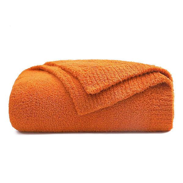 Supermykt og fluffy pledd - lett, koselig og varmt pledd for sofa, seng, alle årstider oransje