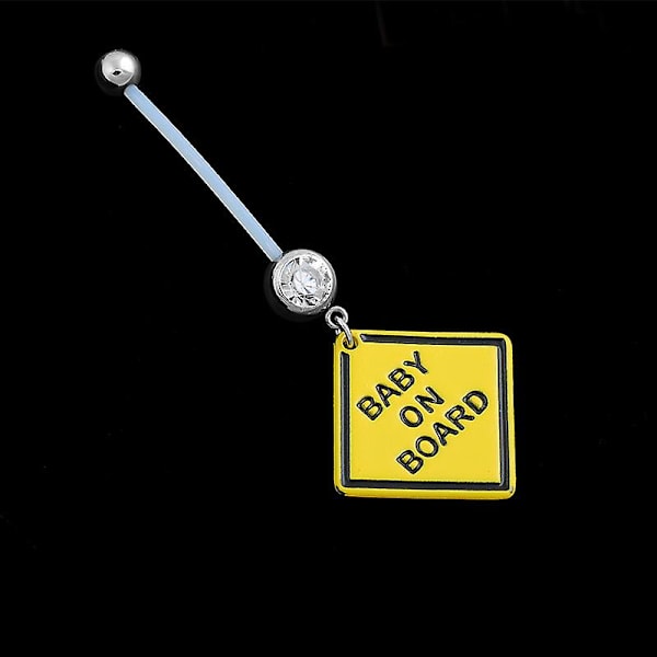 Baby On Board BioFlex Graviditet Navel Dangle Navelring, Navelring Navelring Flexibel Lång Stång, 4 st av olika typer