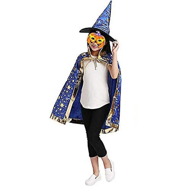 Magie Blau Lasten Halloween-asu, halloween-viitta  Noita velho viitta hattu lapsille Cosplay-juhliin