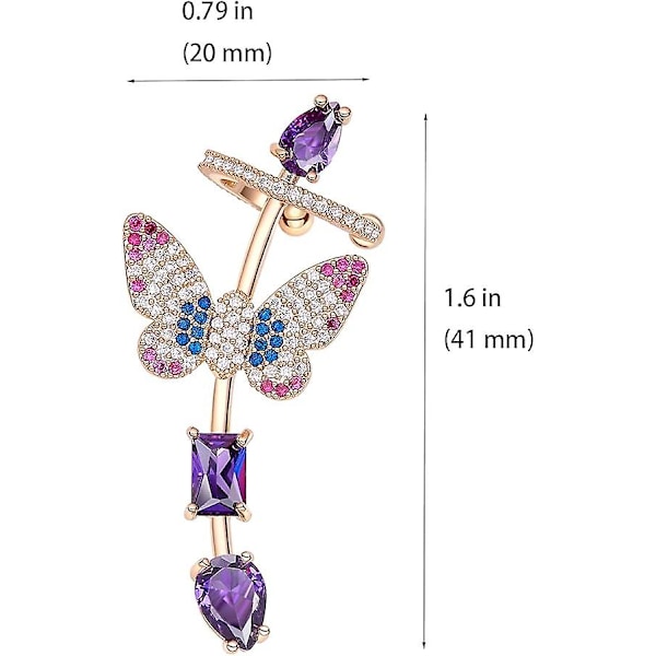 Sommerfugl Øreklips Øreringe til Kvinder Øre Crawler Lilla Øreringe