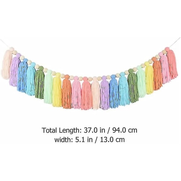 Macrame Träpärlor Vävda Girlang Vägg Hängande Dekoration För Hem Födelsedag Bröllopsfest Tillbehör