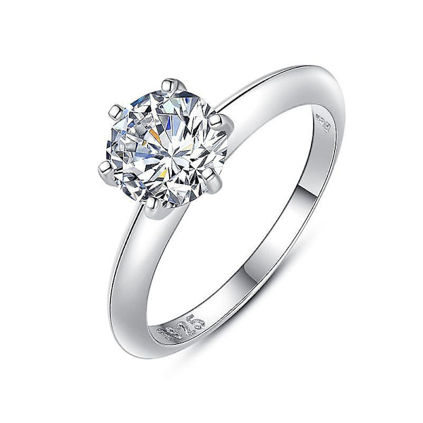925 Sterling Silver Ring Klassisk Stil Diamant Smycken Moissanite Ring Bröllop Fest Årsdag Ring För Kvinnor US storlek 7