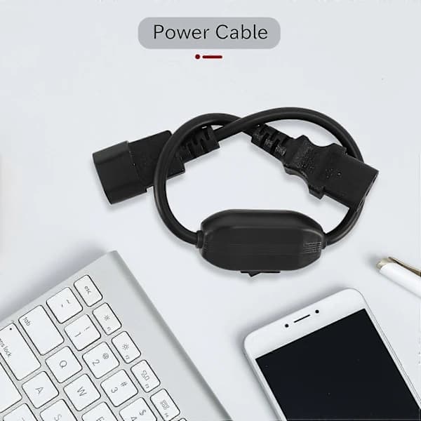 Speciel PDU UPS Strømkabel, IEC 320 C14 til C13 med Tænd/Sluk-knap 30cm Sort[CO]
