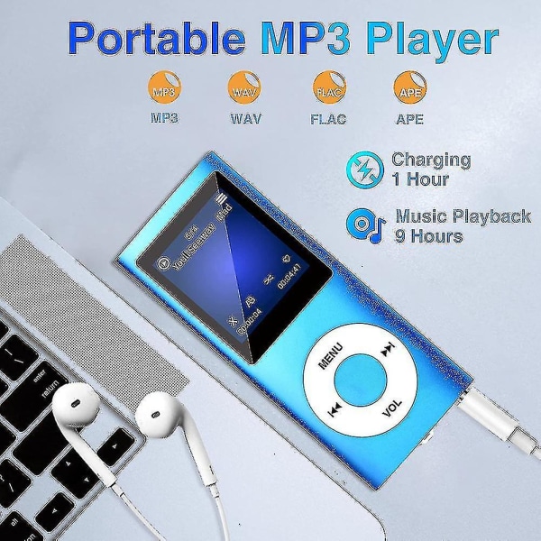 Bluetooth 5.0 Mp3-afspiller, musikafspiller med 32 GB Tf-kort, Fm, øretelefon, Bluetooth-øretelefon
