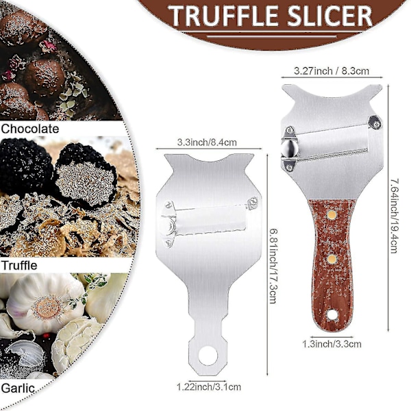 2 stk. Truffelskjærer Justerbart Blad Palisanderhåndtak Rustfritt Stål Ost Sjokolade Truffelhøvel Truffelskiver Gratis Frakt