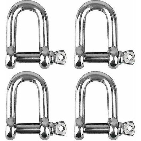 Bow Shackle 4 Pieces M8 Stainless Steel D Shape Chain Shackle Lifting Buckle Lifting Chain Shackle With Threaded Screw Pin