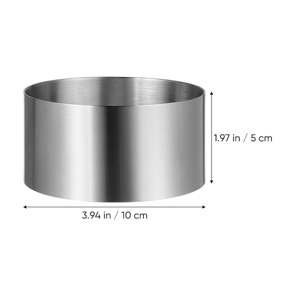 4 stk. runde kageforme i rustfrit stål - mousseforme - kagering - småkagebageform - kiksfremstillingsværktøj (4x4x1,9 tommer)