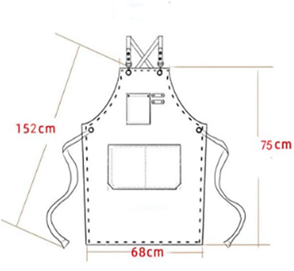 Unisex forkle, polyester bomull, justerbare kryssstropper, 3 lommer, for matlaging, baking og kreativt arbeid, brun, 68 x 75 cm