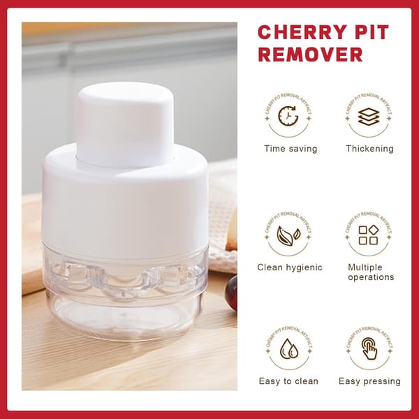 7 in 1 Cherry Pitter, Olive and Cherry Pitter 7 Holes, Multiple Cherry Seed Remover, Red White White