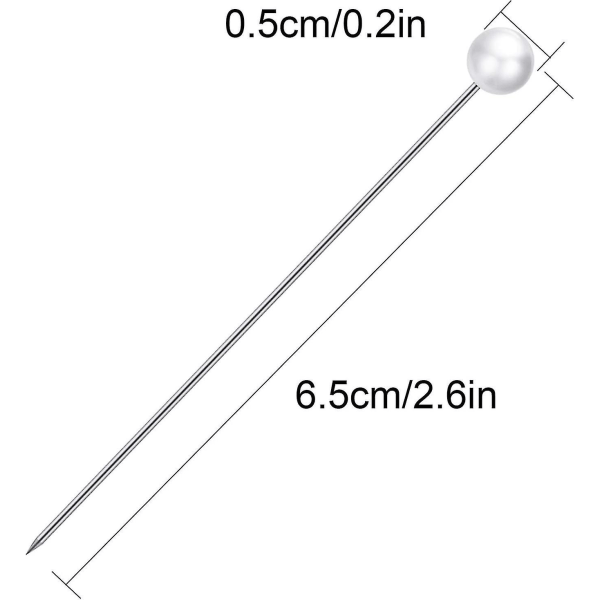 100 stnål med konstgjorda pärlhuvuden, brudbukettnålar, vita raka nålar (1 låda)