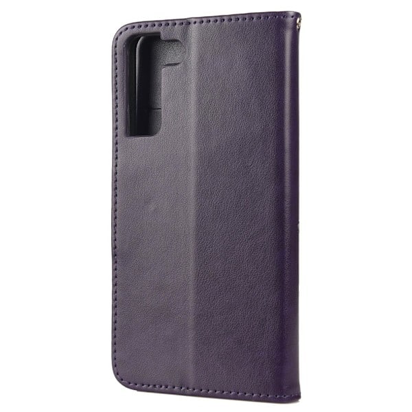 Samsung Galaxy S22 Plus Etui Sommerfugl Læder Lilla