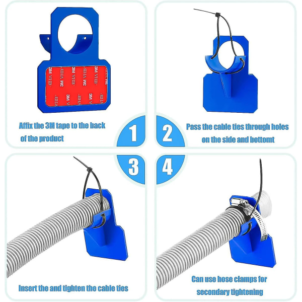 Set med 2 pool slangstöd, pooladapter, blå pooltillbehör, för poolslangar inom 38 mm