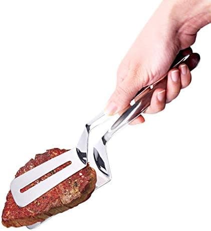 Multifunktionel 10-tommer premium tang i rustfrit stål til brød/stegt bøf/grill