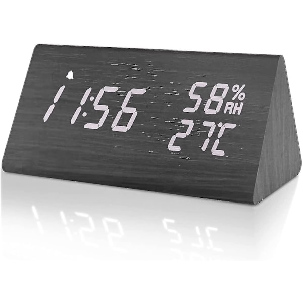 Besvic Wooden Digital Alarm Clock, Led Desk Clock With Memory Function, Design Alarm Clock