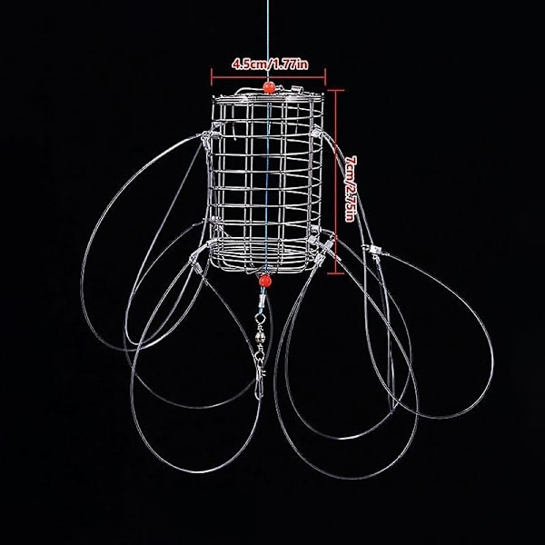 1 pcs Crab Trap with Multiple Hooks; Reusable Bait Cage for Outdoor Crabs, Shrimp, and Lobster