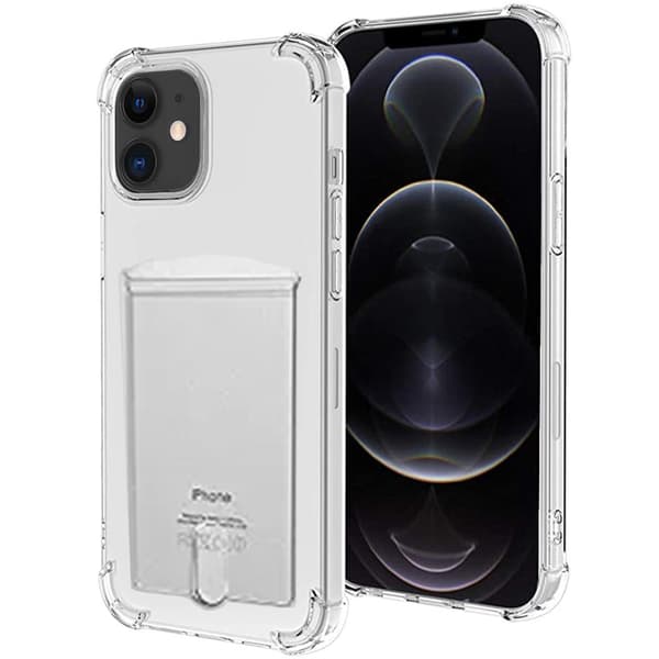 iPhone 12 Mini - Protective Practical Case with Card Holder Transparent transparent
