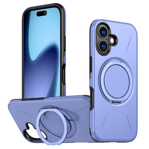 iPhone 17 Case - Metal with Rotation Function and MagSafe TPU Hybrid PC Purpur
