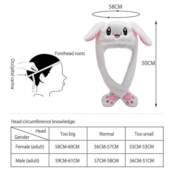Kanin Hat Med Bevægelige Ører Sød Tegneserie Plys Hat Bevægelige Ører Hat Til Kvinder Børn Piger lin