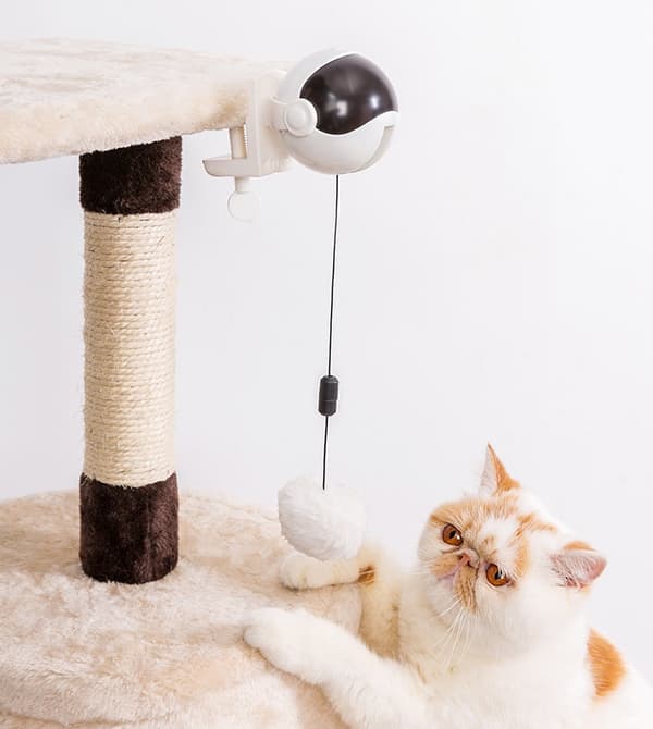 White Interactive Cat Toy - Smart USB Rechargeable Cat Ball - Cat Toy - Self-Rotating Cat Toy
